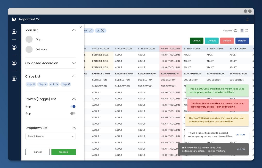 Internal Tools Template Page